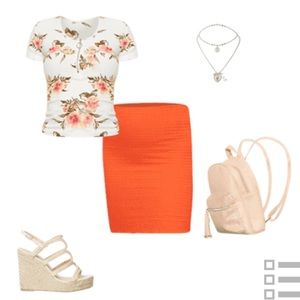 Rue21 Orange Skirt 2 Piece Set